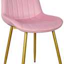 VECELO Dining Chairs Set of 4, Velvet Fabric & Metal Frame, Mordern Style for Kitchen, Living Room,Offcie, Pink