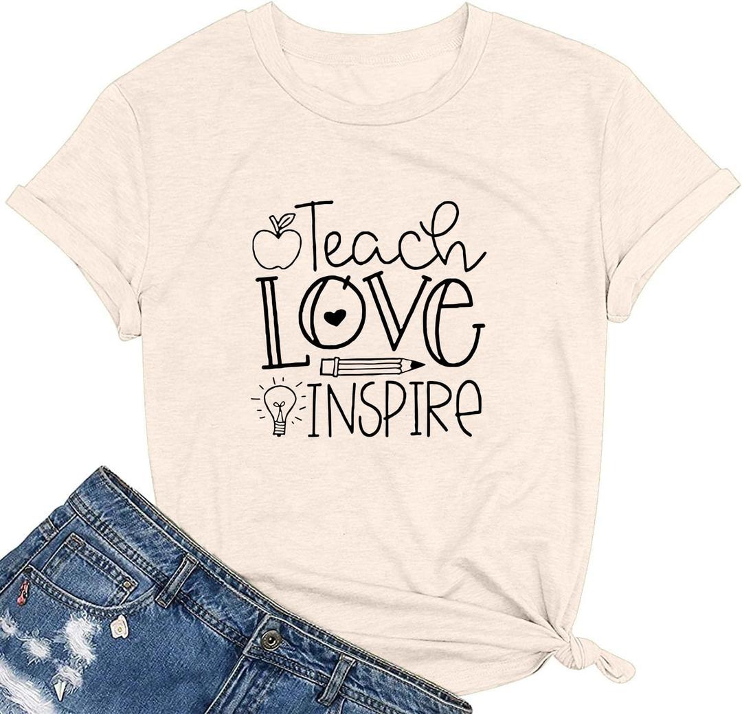 Teacher Woman T-Shirt Teach be Kind Teacher Summer Autumn Flowers Casual Short Sleeve T-Shirt (Small)