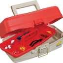 Plano One Tray Take Me Fishing Tackle Box with Tackle, Premium Tackle Storage, Red/Beige