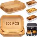 300 Pcs Air Fryer Liners Disposable Parchment Baking Paper Liner Rectangle Non-stick Accessories for Loaf Pan, Air Fryer & Oven, 8.6 x 5.5 Inch, Brown