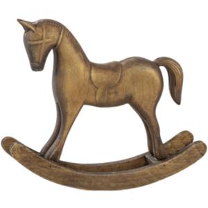 Fenteer Wooden Rocking Horse Statue, Vintage Horse Sculpture Desktop Ornament, Versatile Decorative Figurine for Home Cabinet Table Centerpiece Shelf, Style A Bronze