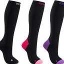 Men & Women's Compression Socks 20-30mmHg 3 Pairs for Nurses,Pregnancy,Travel,Running,Athletic,Cycling