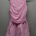 ZESICA Womens Summer Sleeveless Bubble Mini Dress 2025 Boat Neck Ruched A Line Short Cocktail Party Dresses (Medium, Pink)