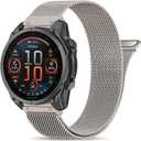 22mm Milanese Loop Compatible with Garmin Fenix 847mm/E47mm/7/7pro/6/6pro/5/5plus, Quick Fit Mesh Metal Strap for Forerunner 970/965/955/945/935/745/Tactix 847mm/Epix Pro 47mm/Instinct 2