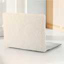 Logo Cutout for MacBook Air 13 inch Case 2022-2018 M1 A2337 A2179 A1932,Case for MacBook Air M1,Soft Fluffy Fuzzy Plush Faux Fur Cream Leather Hard Shell&Keyboard Cover for Mac Air 13, Biege