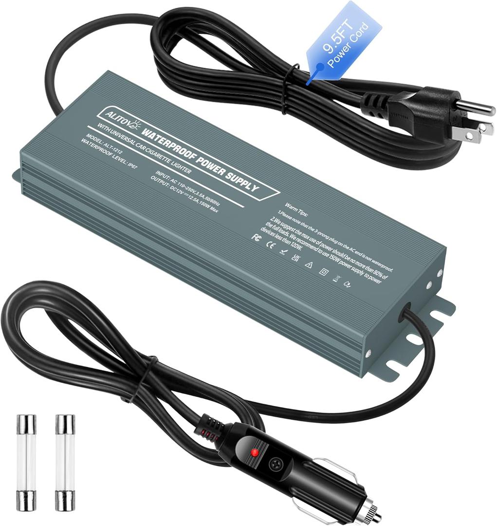 Waterproof 12V Power Supply Adapter for GMG Green Mountain Grill Jim Bowie, Daniel Boone, Davy Crockett Prime/Prime Plus Grill, P-1001 P-1266 13FT Power Cord Replacement Part for Ledge Peak Trek