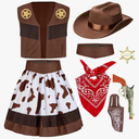 Spooktacular Creations Halloween Cowgirl Costume for Girls, Kids Western Costume, Cowgirl Outfit with Hat for Toddler Cosplay L