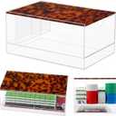 Empty Acrylic Mahjong Case Mahjong Storage Box for American Tiles and Mahjongs Cards Transparent Display Box for Mahjongs Tiles Accessories Supplies (Large,Tortoise 4 Compartment)