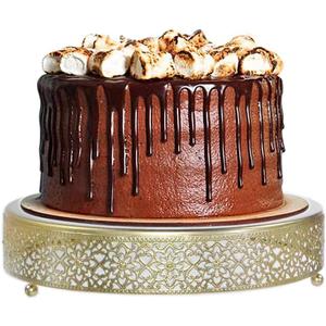 Cake Stand, Metal Round Cupcake Dessert Stand Cake Display Holder Cookies Fruit Serving Tray Decor for Wedding Party Birthday Baby Showers Anniversary (Gold, 12in)