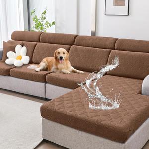 Waterproof Couch Cushion Covers for Pets Washable Sofa Seat Covers | Non Slip,Stretch Jacquard Fabric,Pet Hair & Scratch Protection,Easy Installation,Furniture Protector,Sectional Sofa,1 Piece