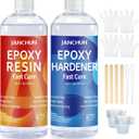 JANCHUN Crystal Clear Epoxy Resin Kit 16oz, Bubble-Free, Anti-Yellowing, Self Leveling Easy Mix 1:1 Coating and Casting Resin for Table Top, Molds, Tumbler Crafts, Painting, Jewelry, DIY Gifts (8 Fl Oz (Pack of 2))