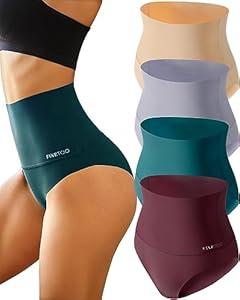 FINTETOO Light Tummy Control Underwear Women High Waisted Briefs Plus Size Shapewear Under Dress Ladies Panties S