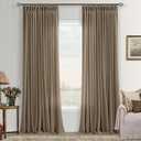 Pinch Pleated 90 Inch Curtains for Living Room Dark Brown Flax Linen Curtains 90 Inches Long Pinch Pleat Drapes Back Tab Boho Farmhouse Light Filtering Semi Sheer for Bedroom Dining Office