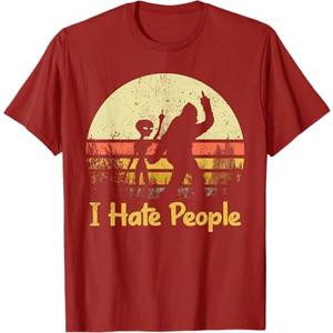 Alien Bigfoot Sasquatch Middle Finger I Hate People Funny T-Shirt, M
