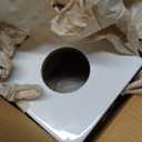 AuldHome Design Square Tissue Box Cover (Enamel/Mango Wood); Minimalist Scandinavian Decor White Cube Tissue Holder