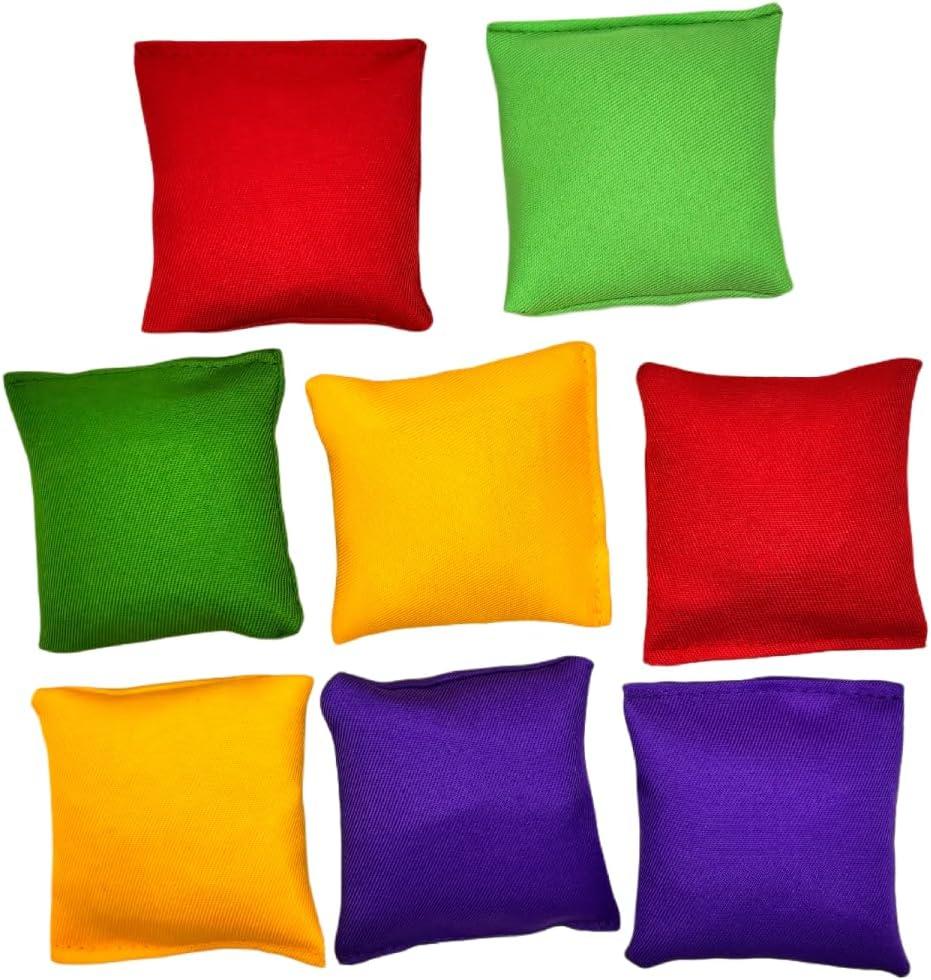 8 Pcs Small Bean Bags for Tossing, 3" x 3" Small Bean Bag for Kids Toss Game Cornhole Game Daycare and Home Schooling Indoor Outdoor Backyard Activities, Assorted Random Colors