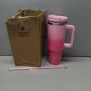 BJPKPK 40oz Stainless Steel Insulated Tumbler With Handle And Lid Straw Travel Coffee Mug Thermal Cup,Cherry Blossom