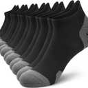 PAPLUS 6 Pairs Ankle Compression Socks for Women, Cushioned Running Socks with Arch Support, Low Cut, Targeted Compression (Large-X-Large)