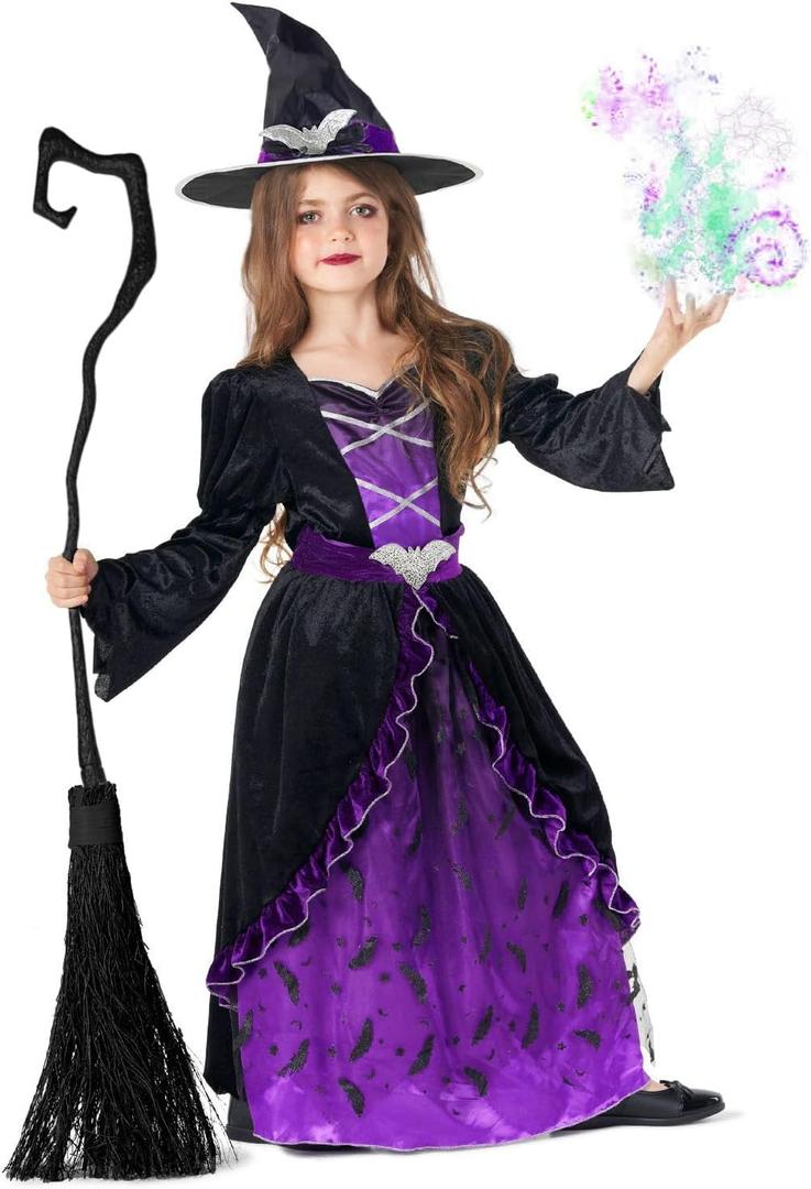 Morph Witch Costume For Girls Toddler, Halloween Costume For Girls, Witch Costume Kids Halloween, Witch Costume Kids Girls (3-4 years, Purple)