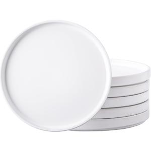 AmorArc Ceramic Plates Set of 6, Matte Glaze 8.0 Inch Dishes Set for Kitchen, Dessert,Salad,Appetizer, Small Dinner Plates, Microwave & Dishwasher Safe, Scratch Resistant, Matte White