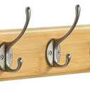 Wall Mount Bamboo Coat Rack, 17 Inch 5 Double Hooks, Natural
