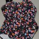 One Piece Swimsuit for Women Tummy Control Wide Straps Bathing Suits Full Coverage Swim Suit Color Block Swimwear (X-Large, Black Pink Floral)