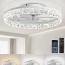 AQUBT Ceiling Fans with Lights and Remote, 19.7" Low Profile Ceiling Fan with Light, 3000-6500K Dimmable，Stepless Color Temperature Change and 6 Speeds for Bedroom, Kids Room and Living Room (White)
