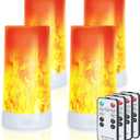 4X LED Flame Effect Light , USB Rechargeable 4 Modes Flickering Flame Candle Lantern with Remote Timer Gravity Sensing Effect Magnetic Base Waterproof Dimmable Outdoor Hanging Lamps Camping (Yellow)