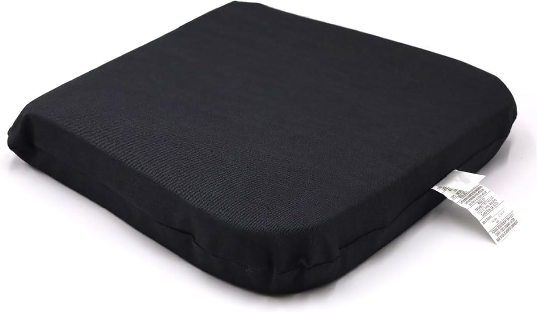 ORGANIC TEXTILES Organic Seat Cushion - 3" Firm Latex with Black Cotton Cover - GOLS/GOTS Certified - Back Tailbone Pressure Relief Support, Office Chair, Gym Bleacher Seats, Car, Sporting Event