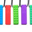 2 x Sensory Necklace  Best for Kids or Adults That Like Biting or Have Autism  Perfectly Textured Silicone Chewy Toys - Chewing Pendant for Boys (5-Pack)