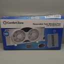 Comfort Zone Twin Window Fan with Remote Control, Removable Cover, Reversible, 9 inch, 3 Speed, 3 Function, Expandable, Exhaust, Airflow 8.40 ft/sec, Ideal for Home, Kitchen, Bedroom & Office, CZ310R (White)