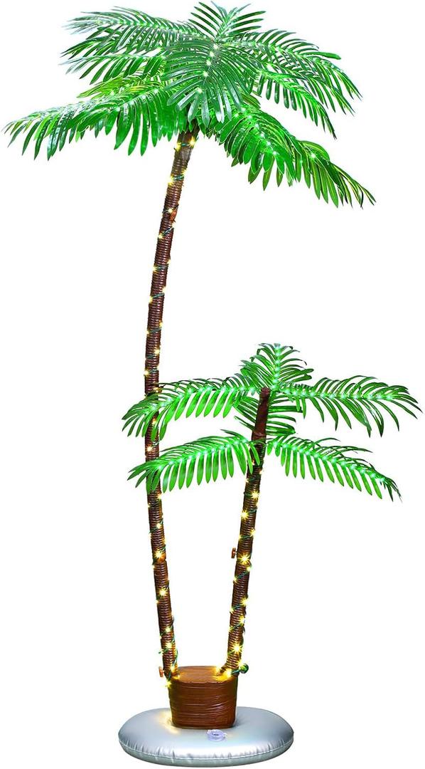 LED 6ft Artificial Palm Tree Floor Lamp, Warm White & Green