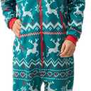 Giggling Getup Matching Pajamas for Couples, Christmas Pajamas for Women and Men, Hooded Zipper Warm Jumpsuits, 1Pcs (Large, Green)