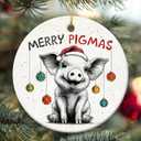 2 x Pig Ornaments for Christmas Tree 2025 - Funny Gifts for Friends Neighbors Farmer, Farm Animal Ceramic Ornament as Christmas Tree Decorations, Cute Animal Lovers Gifts for Women, Men