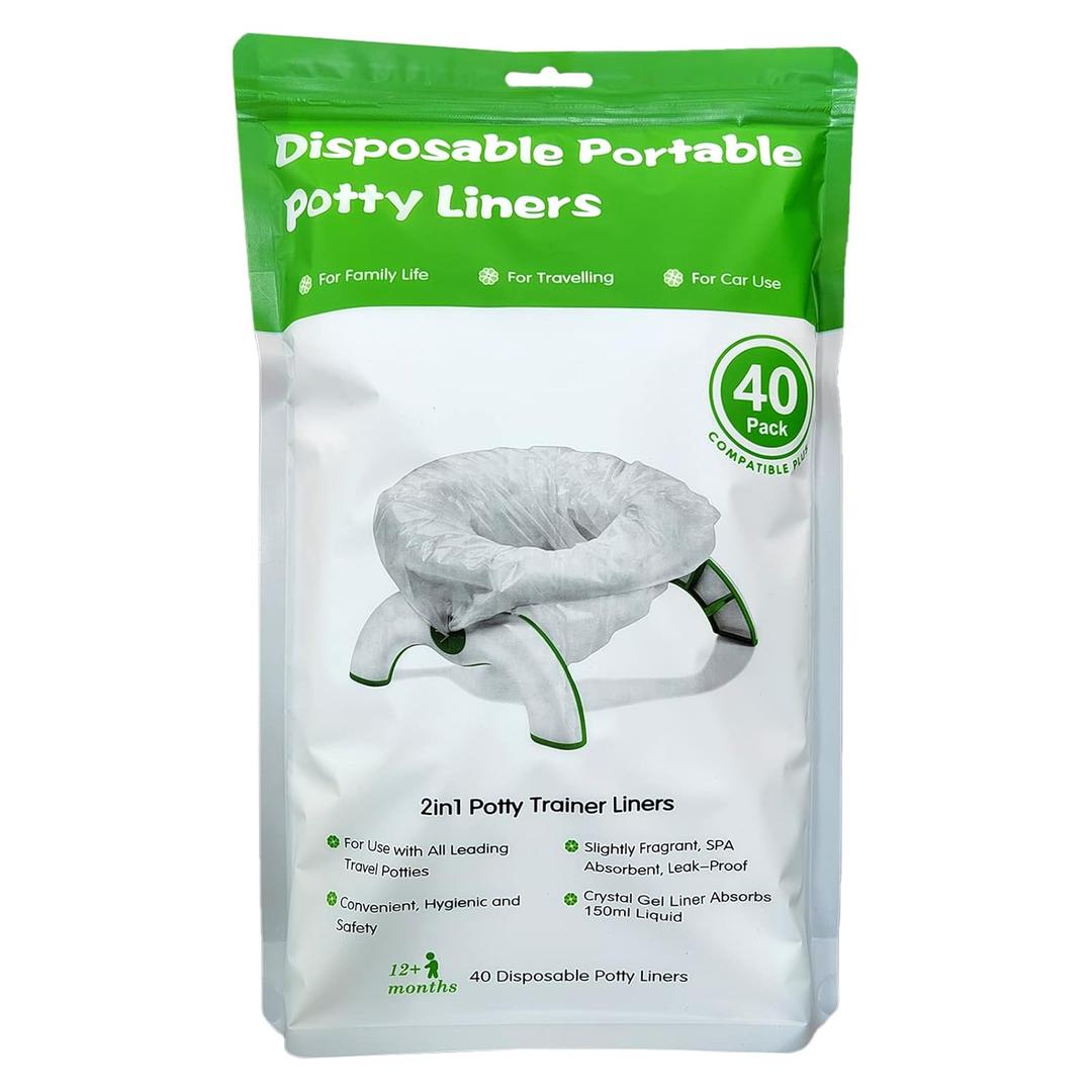 40 Disposable Potty Bags, Potty Liners Compatible with OXO Tot 2-in-1 Go Potty, Potty Refill Bags for Toddler Toilet, Universal Potty Training Bags Fit Most Potty Chairs, Seats, Portable Travel Toilet