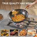 WANGYUANJI Carbon Steel Wok 14.2", Large Nitriding Flat Bottom Stir Fry Pan with Lid, No Chemical Coating Rust Resistant Iron Skillet for Induction Electric Gas Stoves, Big Capacity Serves 6+