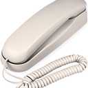 Corded White Wall Phone, TelPal Small Analog Wall Telephone for Seniors Home, Single Line Trimline Landline Phones, No AC Power or Battery Required