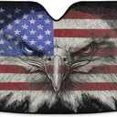 American Flag Bald Eagle Car Windshield Sun Shade USA Patriotic Sunshade Blocks UV Rays Protector Keep Your Vehicle Cool Sun Shield Visor Cover Foldable for Car Truck SUV M (55 inch * 27.6 inch)