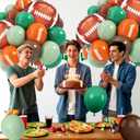 Football Balloons, 12 Inch Sage Green Brown Latex Balloon with Football Printed Foil Balloons, Football's Party Decorations for Men Sports Rugby Theme Birthday Game Party Supplies