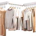 Wall Mounted Clothes Hanger,Clothes Drying Rack,Laundry Rack Wall Mount,Drying Rack Clothing,Clothes Rack Retractable,Collapsible(Tri-Fold), with Windproof Holes & Clips,White Color