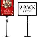 Sign Holder, Sign Stand with Adjustable Height Snap Open, Reusable Sign Holder 8.5 x 11 Inch, Sign Stands for Display Advertising Business Menu Flyer Signage, Vertical and Horizontal View Sign Holder Stand (Black, 2 Pack) (8.5"x11"-2Pcs)