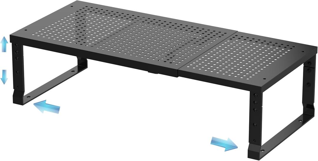 Expandable Spice Rack & Kitchen Cabinet Organizer - Stackable, Adjustable Shelves for Cabinets, Countertops, Cupboards & Pantries(1 Pack/Large/Black)