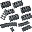 60PCS City Train Tracks, Straight and Flexible Train Tracks Accessories - Railroad Building Toy Compatible with Major Brand