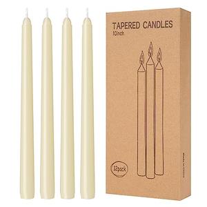 12 Pack Ivory Taper Candles 10 inch - Taper Candles Dripless, Smokeless, Unscented - 8 Hours Long Burning - Hand Poured Tall Candlesticks - Perfect for Home Decor, Weddings, and Special Occasions missing 2