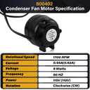 SP-B9HS16 Fan Motor, 800402 Condenser Fan Motor Replacement Parts, 9 watt 115V 1700 RPM AC Unit Refrigerator Swamp Cooler