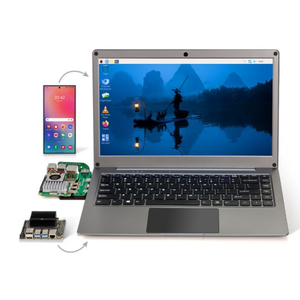 ELECROW Portable Monitor with Keyboard, 14 Inch Lapdock Display with Built-in Battery & RPi5 Adapter, 1080P FHD IPS USB C Computer Monitors Compatible with Raspberry Pi, PC, Phone, Mac, Game Console