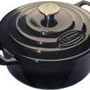 La Cuisine Enameled Cast Iron Dutch Oven Casserole Dish Pot with Lid 5 QT 10 Inches Dia. Matt Black Enamel Coating Interior, Glossy Black Exterior, Oven-Safe, Induction Cooktop Compatible, 26cm