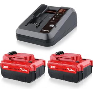VANTTECH 2Pack PCC685L 7.0Ah Replacement for Porter Cable 20v Battery & PCC692L Fast Charger Compatible with PCC680L PCC685LP PCC682L PCC681L PCC680LP Compatible with Porter Cable 20V Tools
