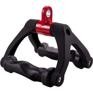 Double D Handle for Cable Machine - Ergonomic Row Handle Cable Attachment - Triangle V Bar Grip LAT PullDown Attachments for Home Gym (Black)