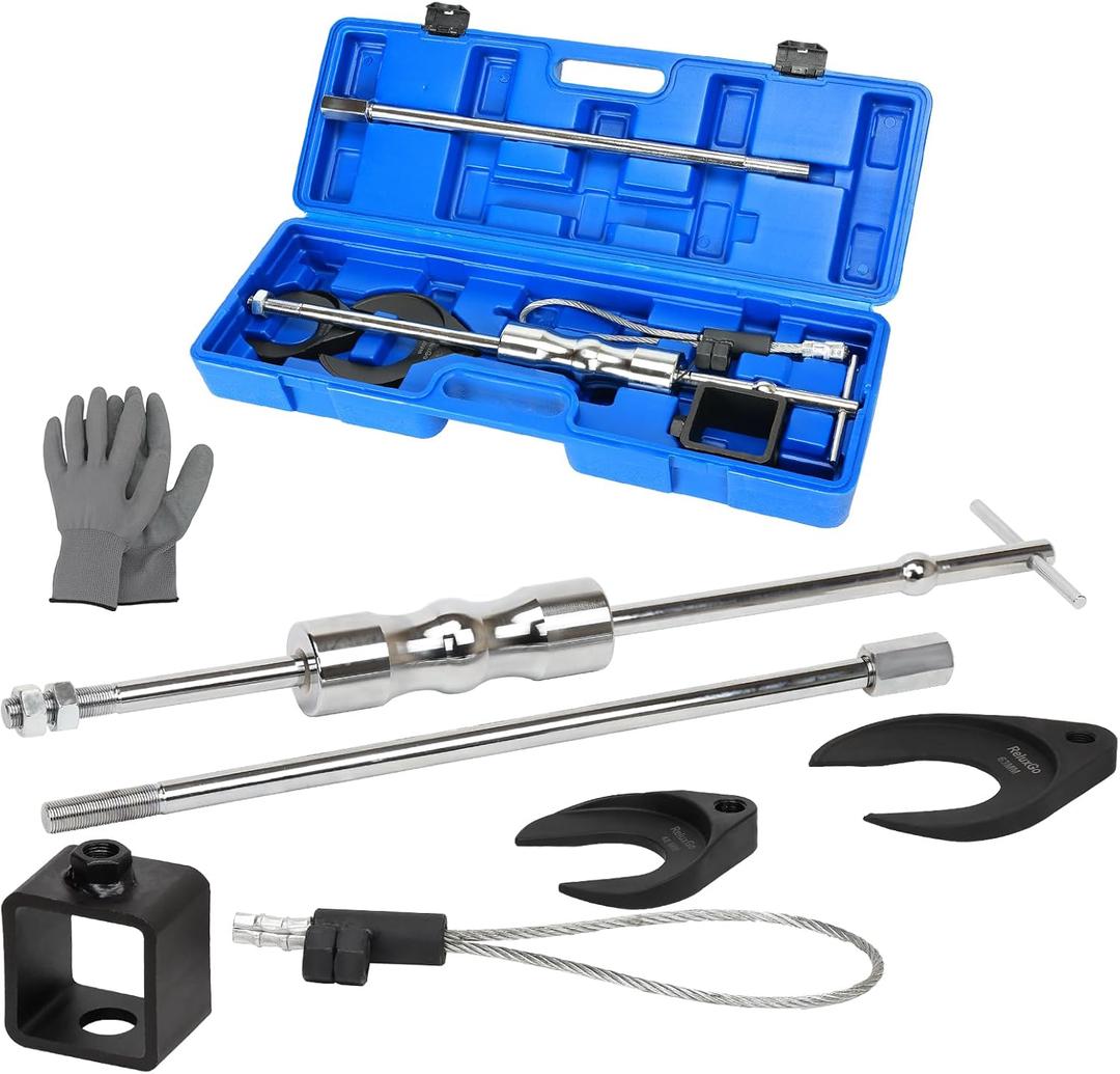 ReluxGo Inner CV Axle Puller Removal Tool with 5/8"-18 Slide Hammer and Extension Upgraded Pole, CV Joint Removal Tool with 63mm 48mm CV Joint Fork and Outer CV Joint Adapter Steel Cable Adapter
